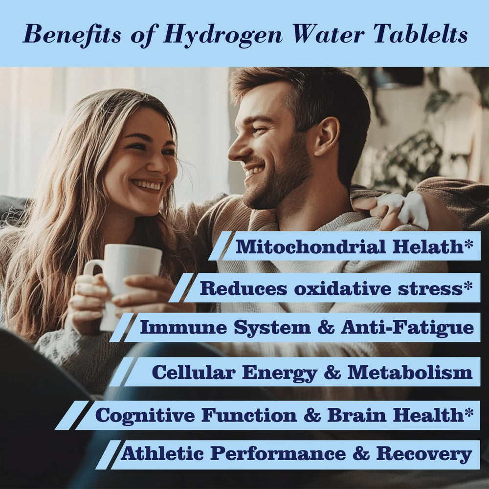Water bottle with a hydrogen tablet for on-the-go hydration.
