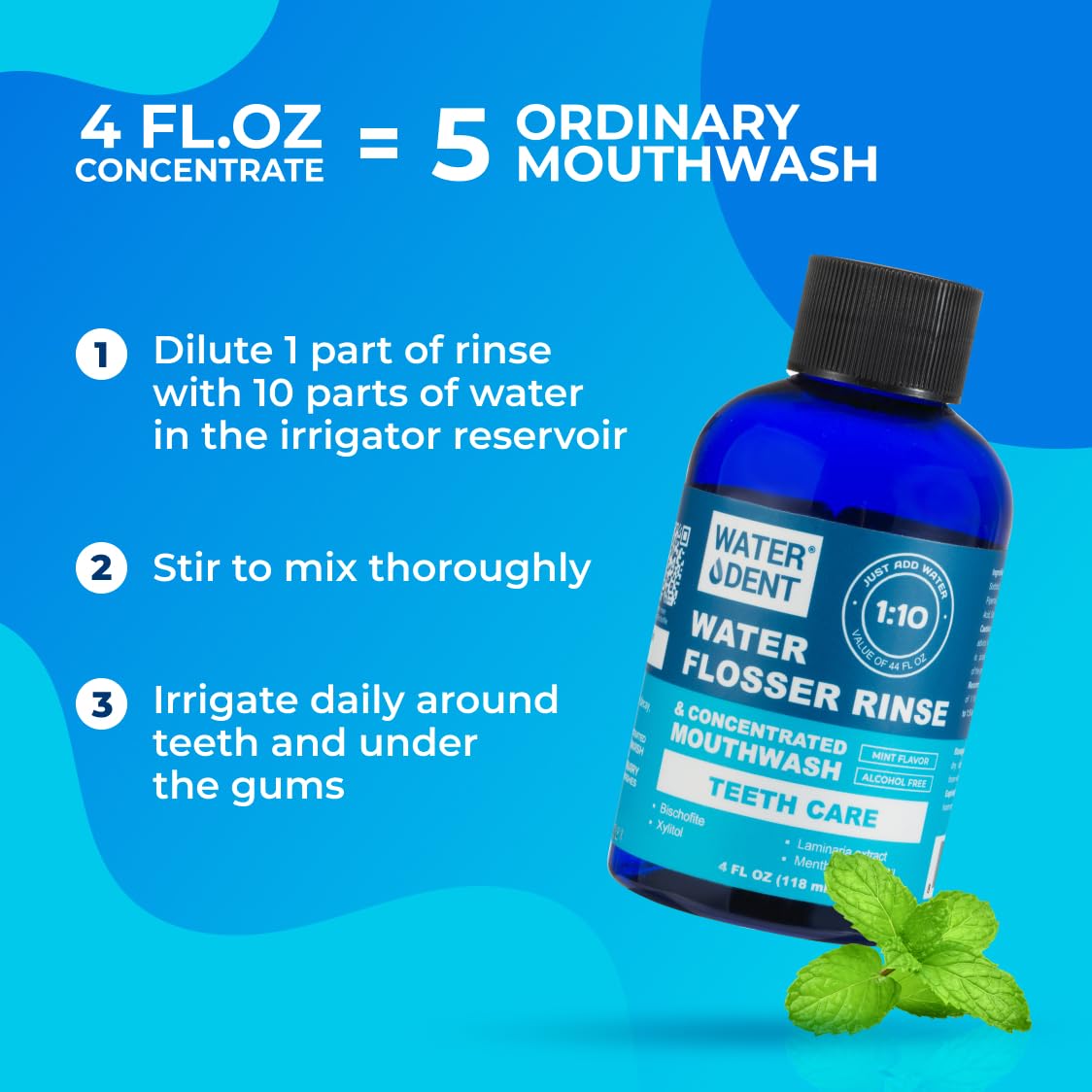 Ingredients graphic including Xylitol, Laminaria extract, Mentha oil