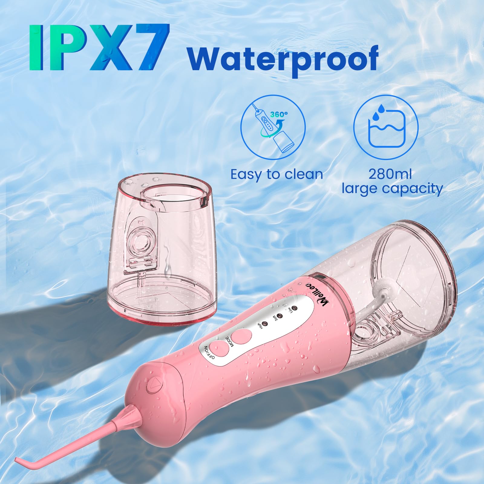 Water reservoir with 280 ml capacity