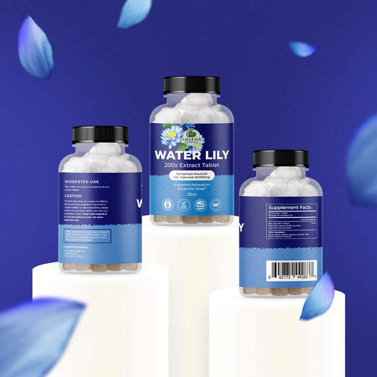 Side view of Water Lily extract tablets bottle