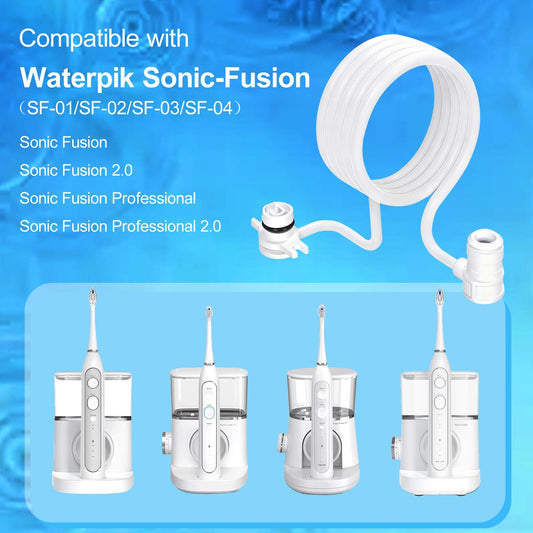 Water flosser replacement hose and heads kit laid out with components