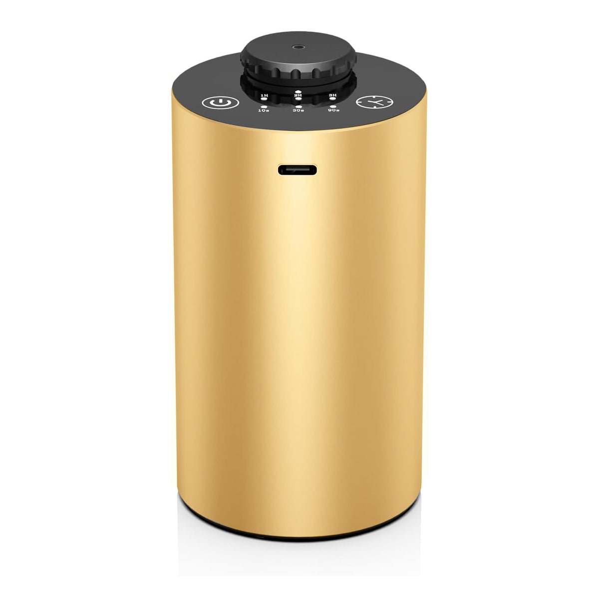 Waterless battery-powered car diffuser in black aluminum alloy
