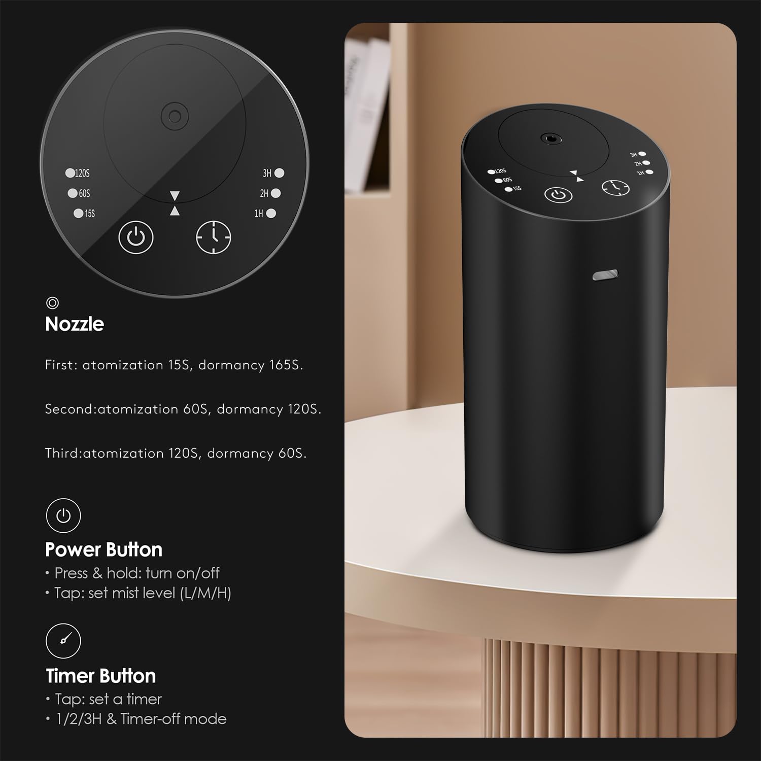 Diffuser with timer function interface