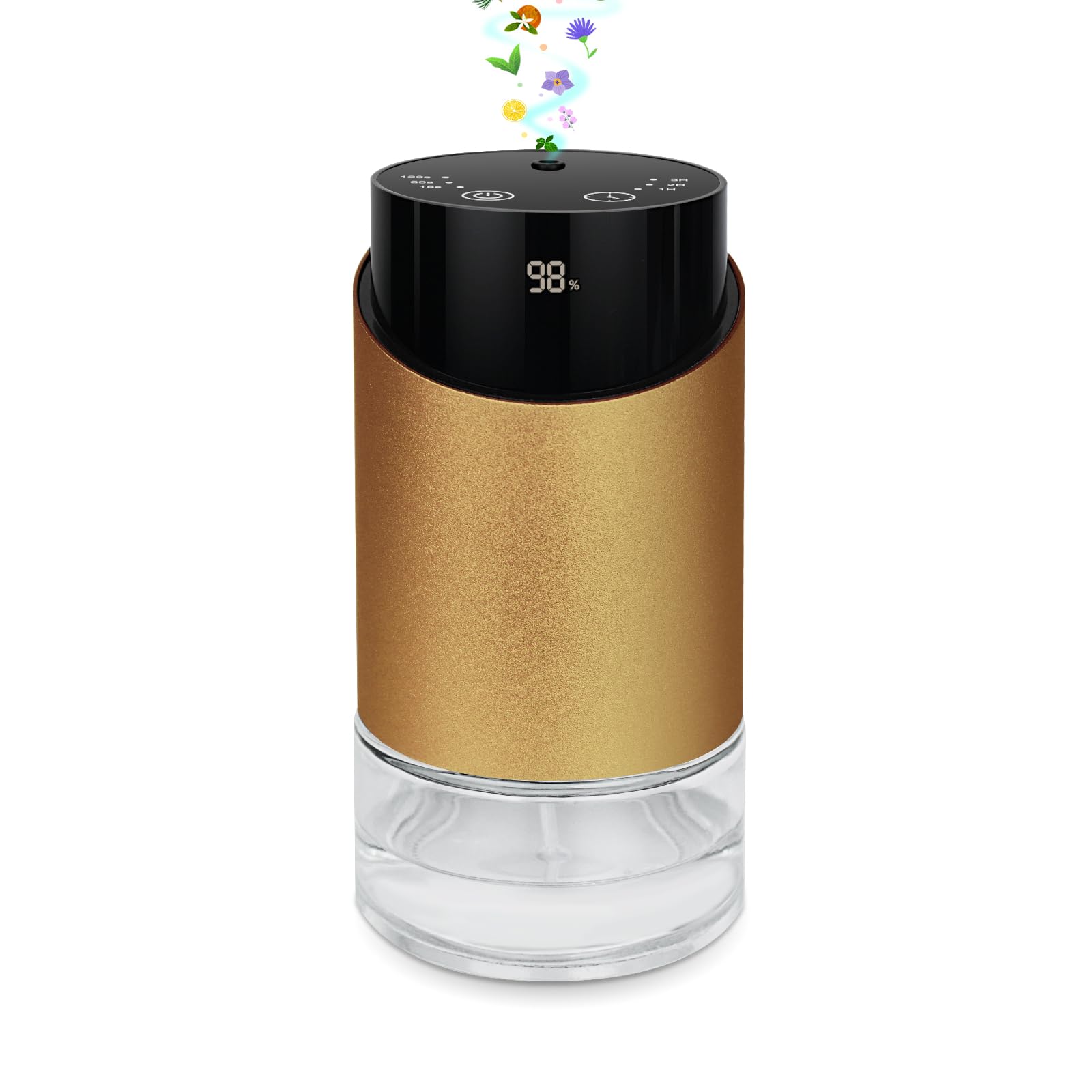 Waterless diffuser with metal body and glass base