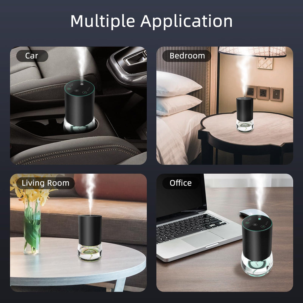 Car or desk diffuser setup showing cordless operation