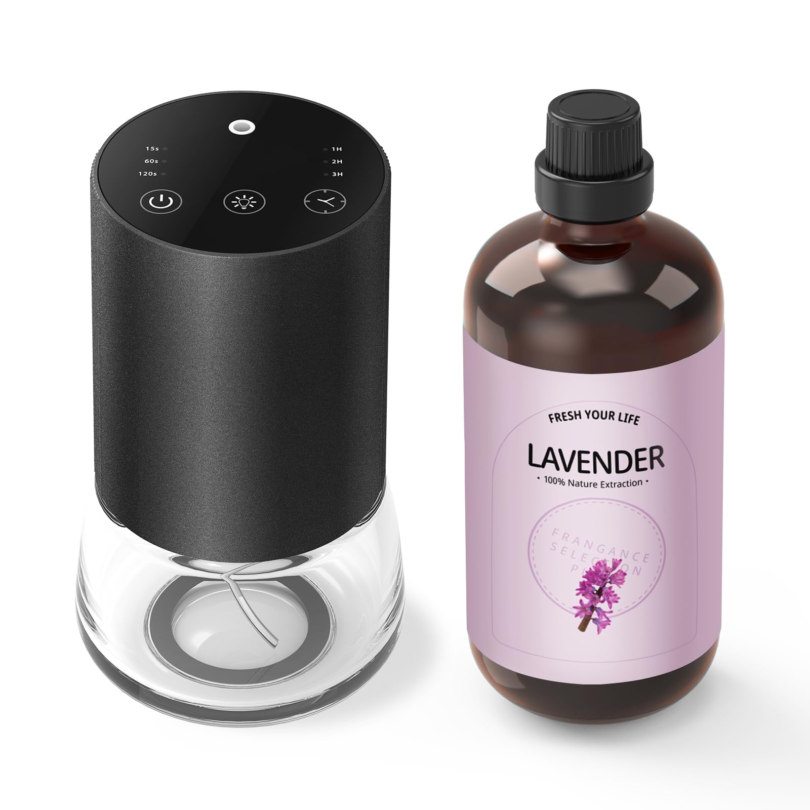 Waterless diffuser 100ml in black set – front view