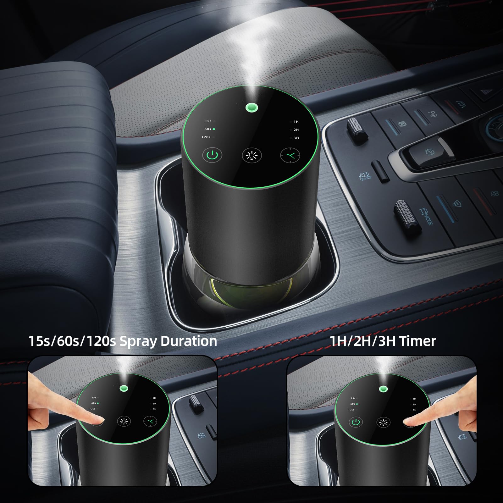 Diffuser with mist level and timer settings