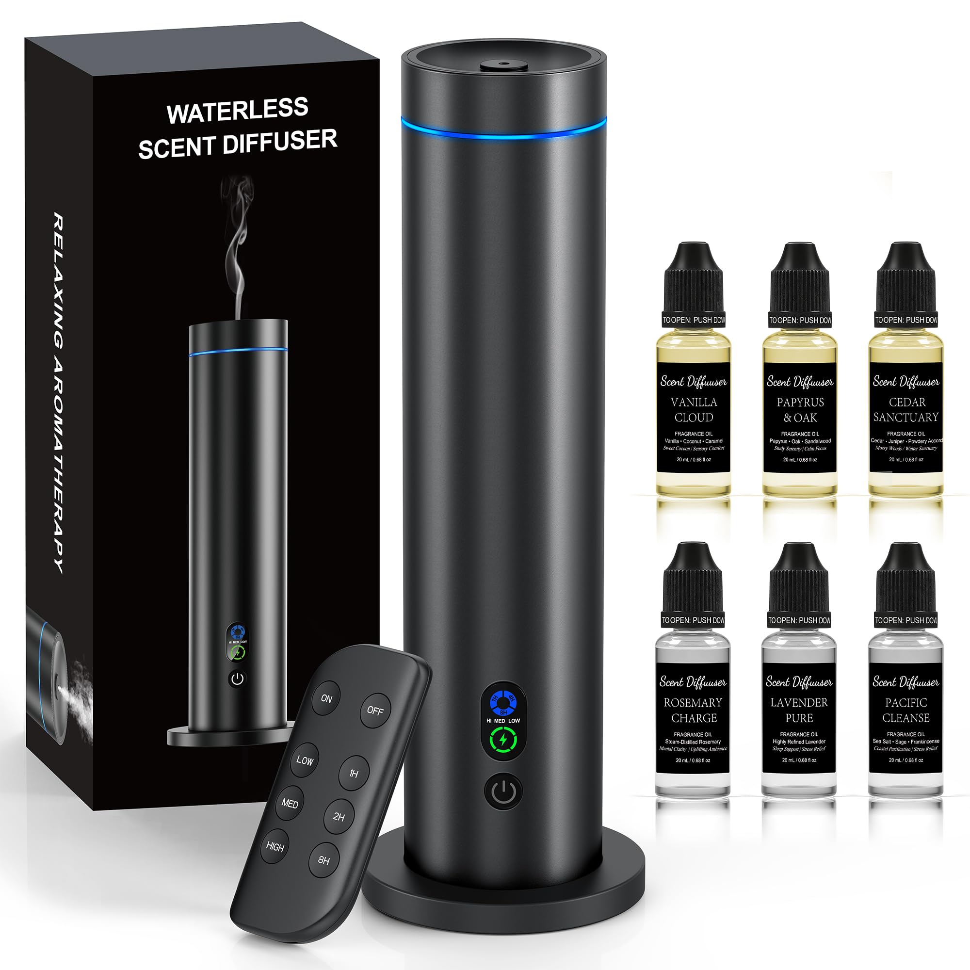 Waterless diffuser unit in black matte finish