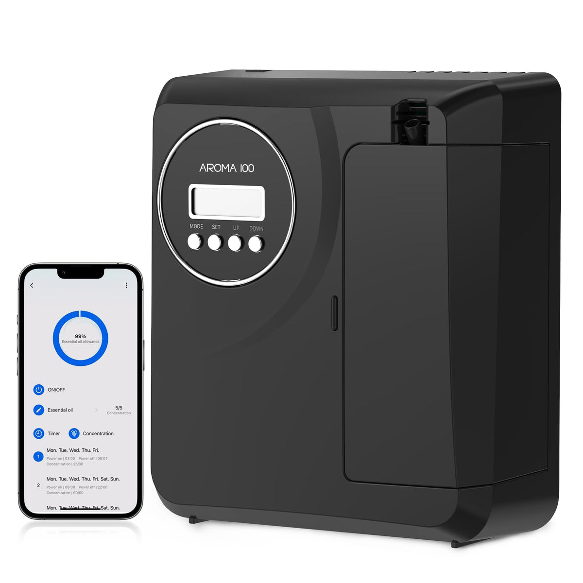 Waterless diffuser with app control for 2000 sq ft coverage in black