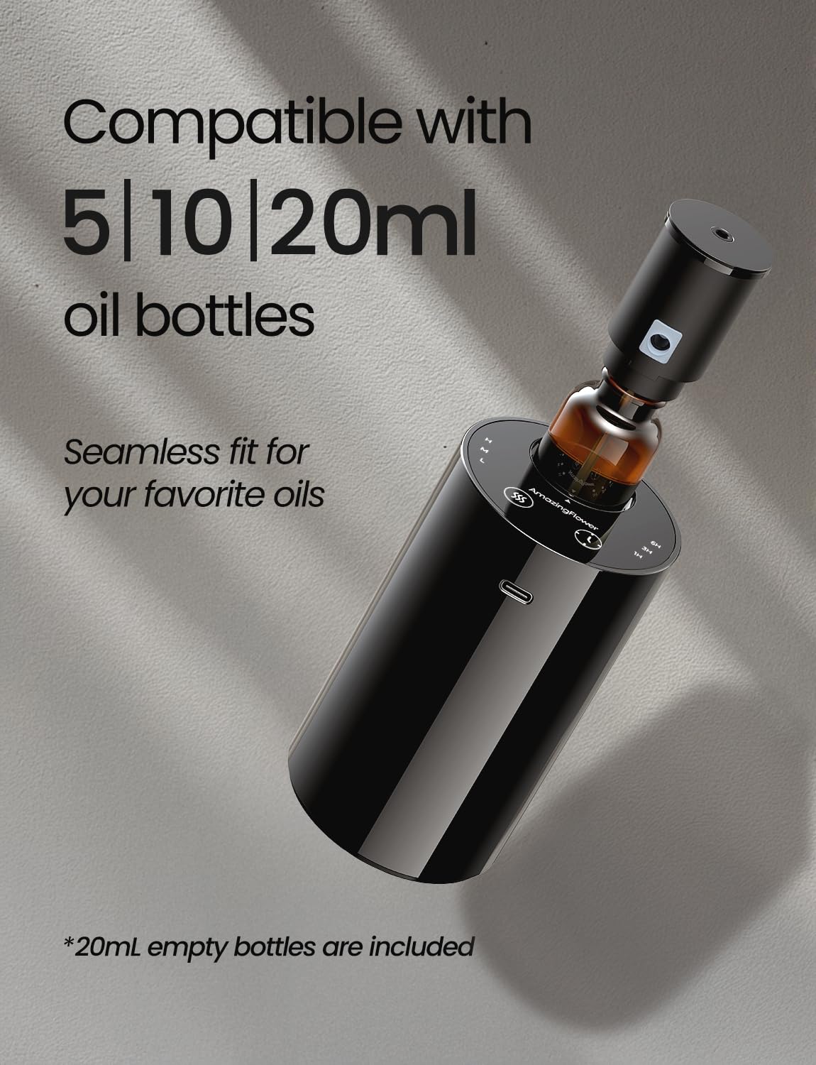 Three mist levels indicator on diffuser