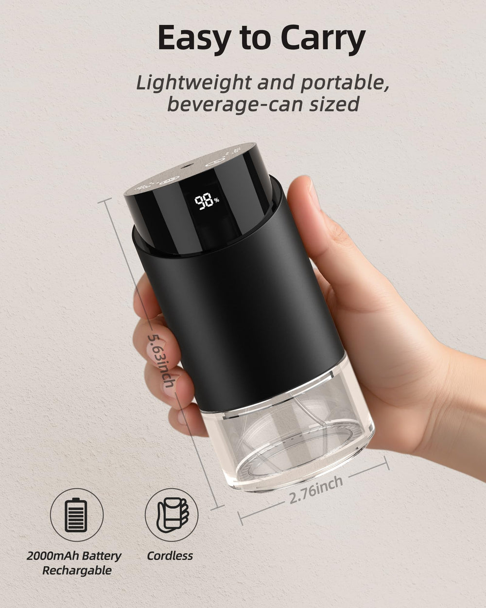 Mist level and timer controls on device