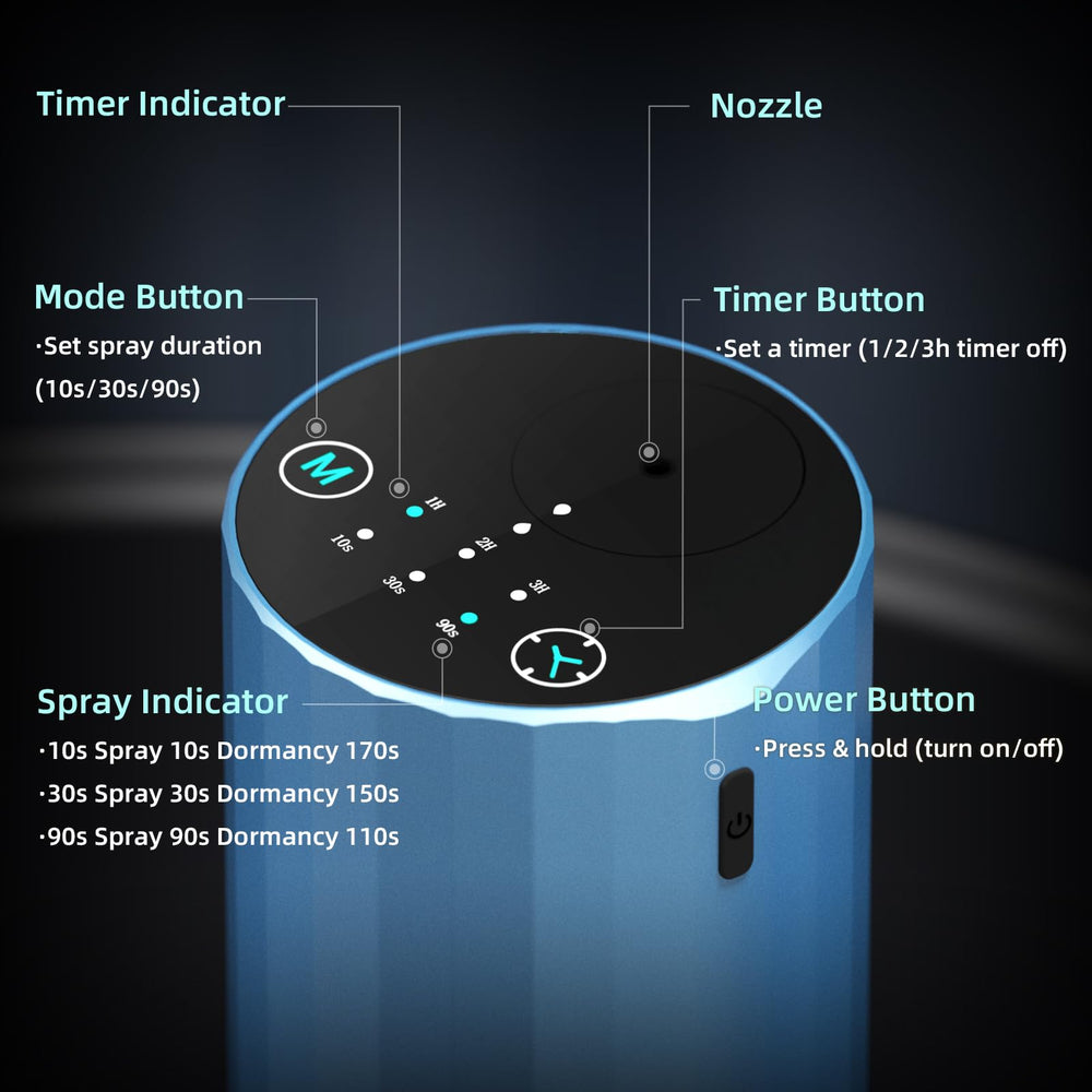 Compact blue waterless diffuser suitable for office or travel