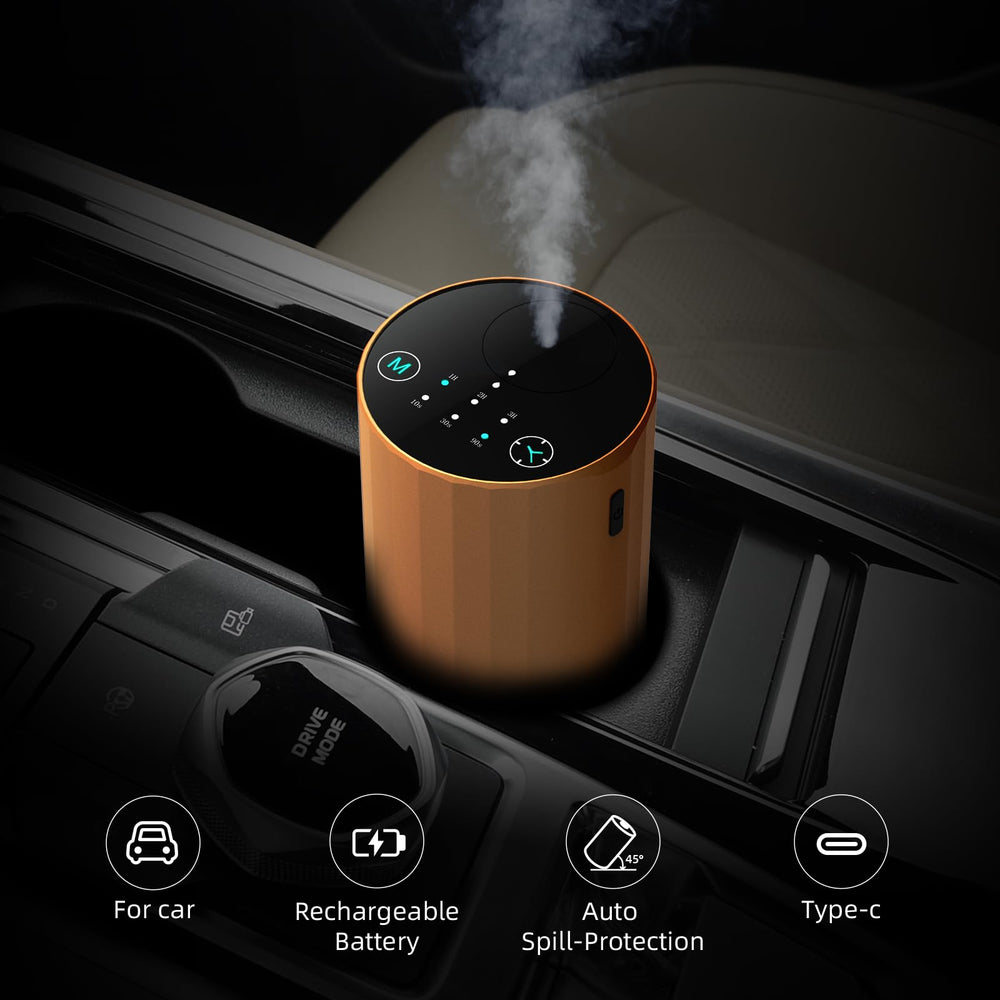 Compact battery-operated diffuser ideal for home, car, and office