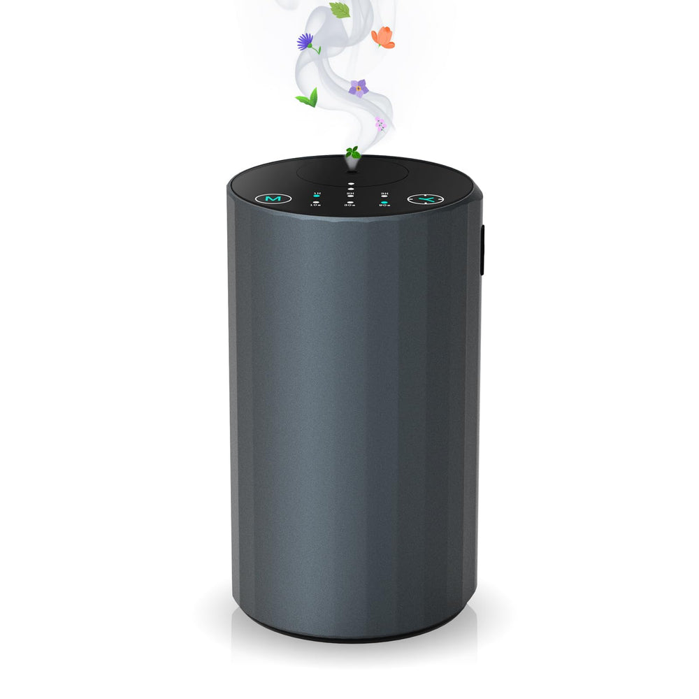 Waterless essential oil diffuser in grey on a desk