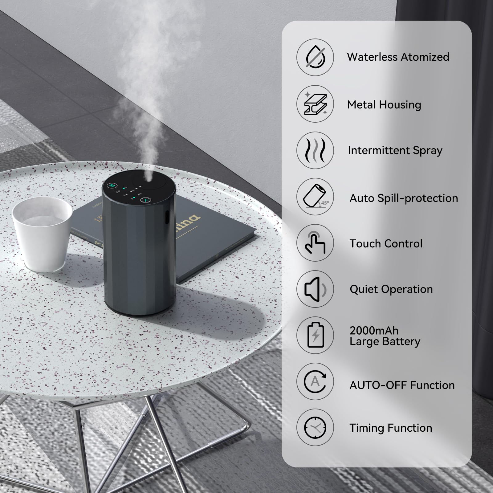 Diffuser placed in car cup holder for travel