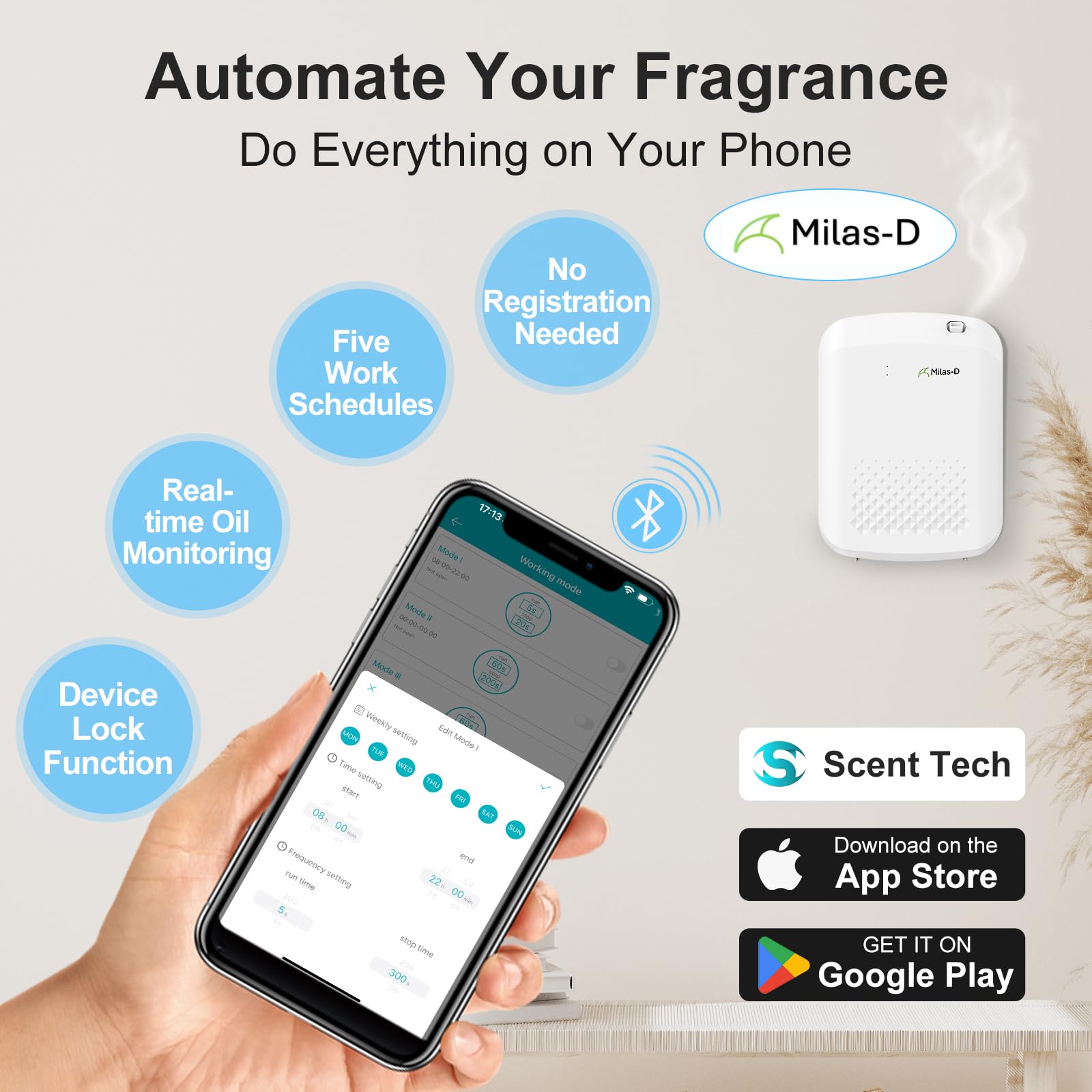 In-room usage: diffuser releasing aroma in a large space