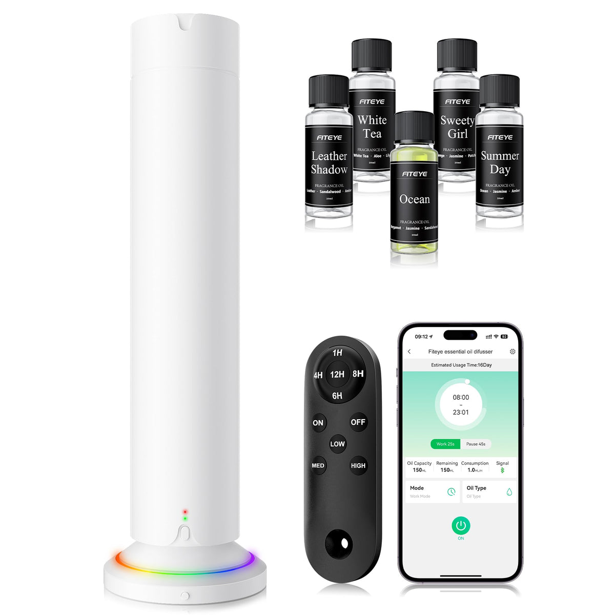 Waterless scent diffuser kit white finish