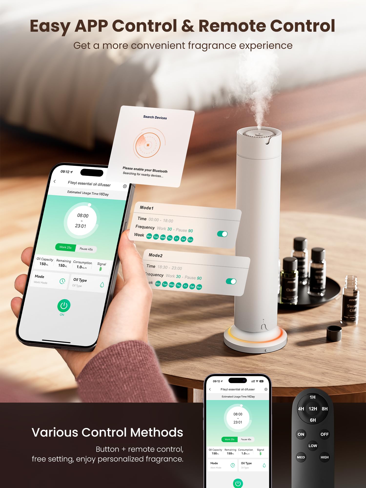 Nano-atomization diffuser close-up emitting mist