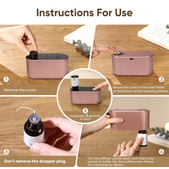 Rose gold waterless diffuser packaging and accessories