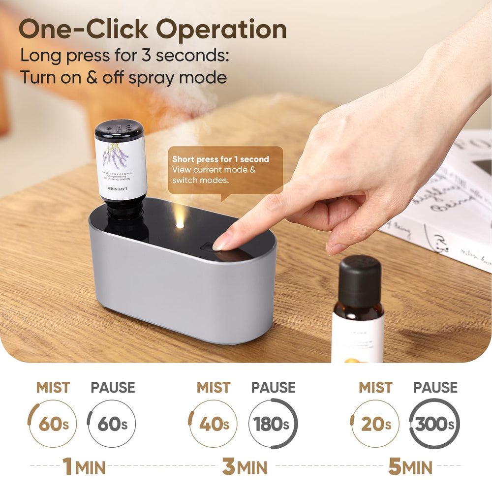 Diffuser placed on a bedside table in a bedroom setting