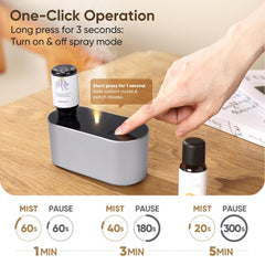Diffuser placed on a bedside table in a bedroom setting