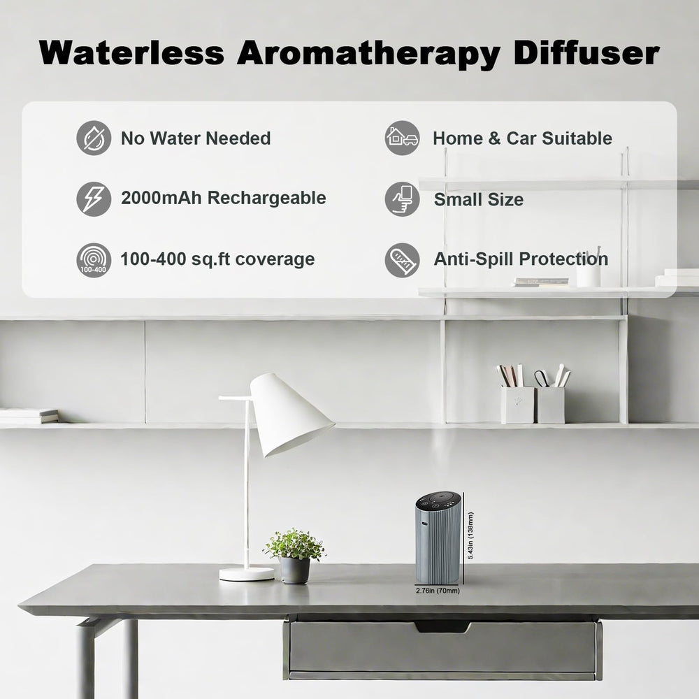 Waterless diffuser silver grey – side profile