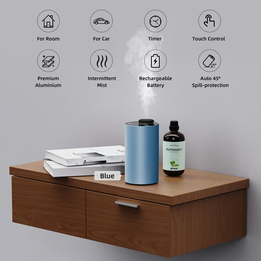 Close-up of nano mist nozzle releasing pure essential oil