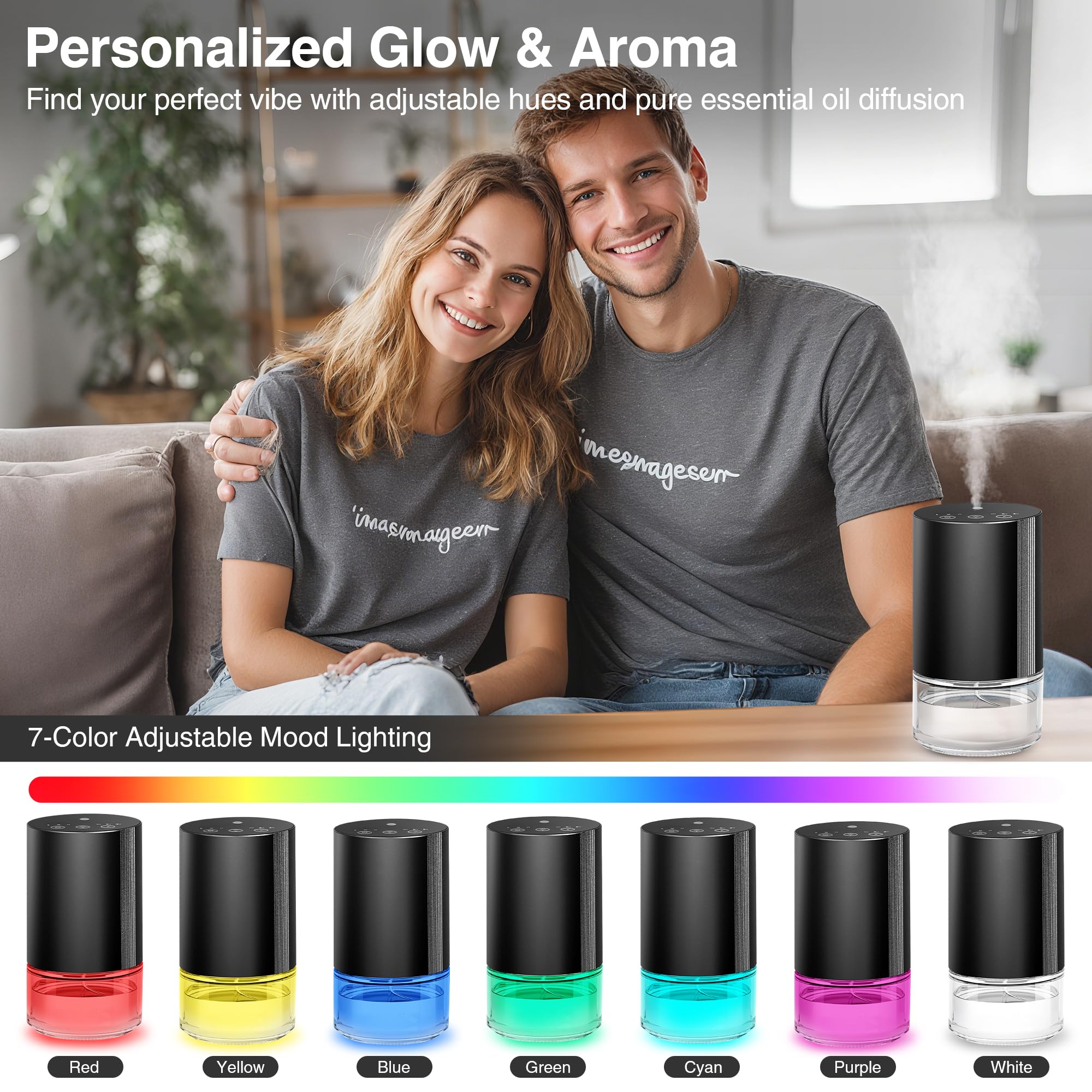 Rechargeable 1800mAh battery and USB-C charging port on the diffuser