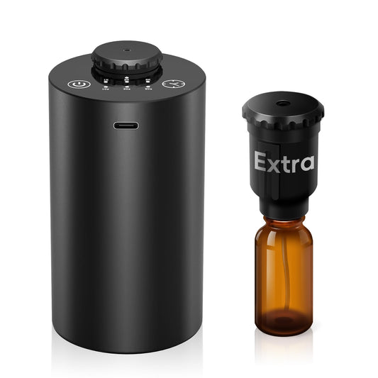 Waterless essential oil diffuser in black aluminum alloy for car use