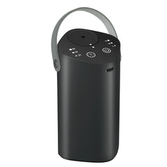 Waterless essential oil diffuser with handle in black, front view
