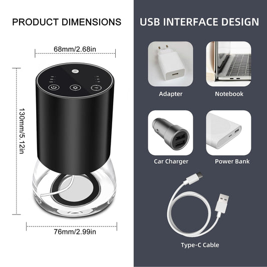 Compact waterless diffuser fitting in a car cup holder