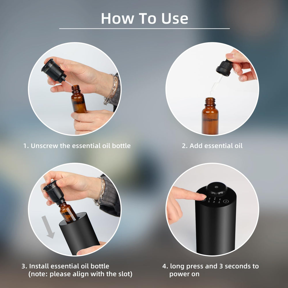 Premium black aluminum alloy housing of essential oil diffuser