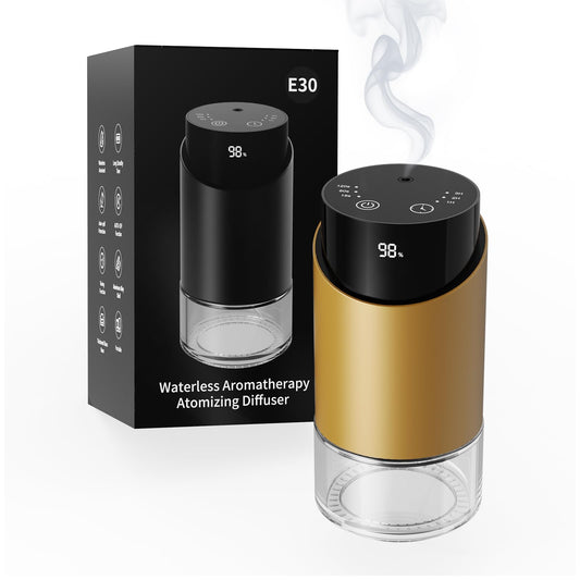 Waterless essential oil diffuser in golden finish with 100ml capacity