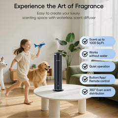 Diffuser provides fragrance coverage for large rooms up to 1000 sq ft