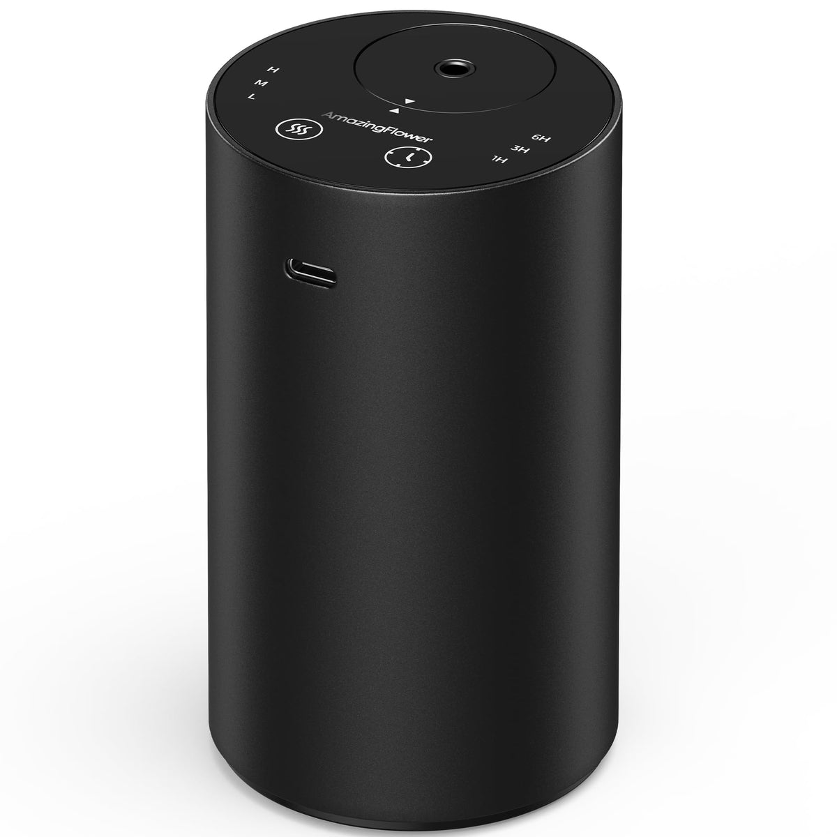 Waterless essential oil diffuser in black metal finish