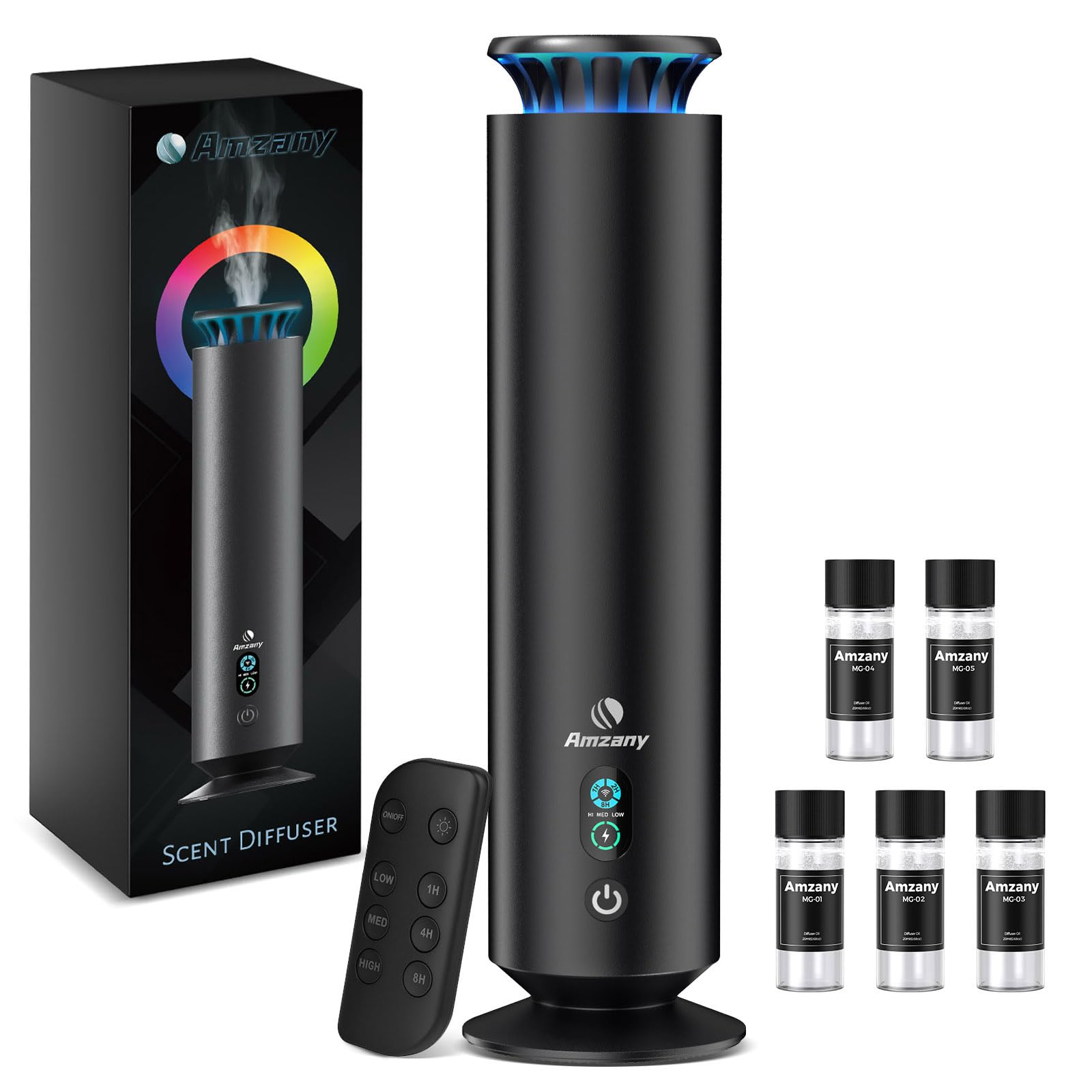 Waterless Scent Diffuser Kit with remote control and 7 LED breathing light modes