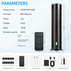 Side view of the black tower diffuser with premium aluminum alloy, 11.3 inches