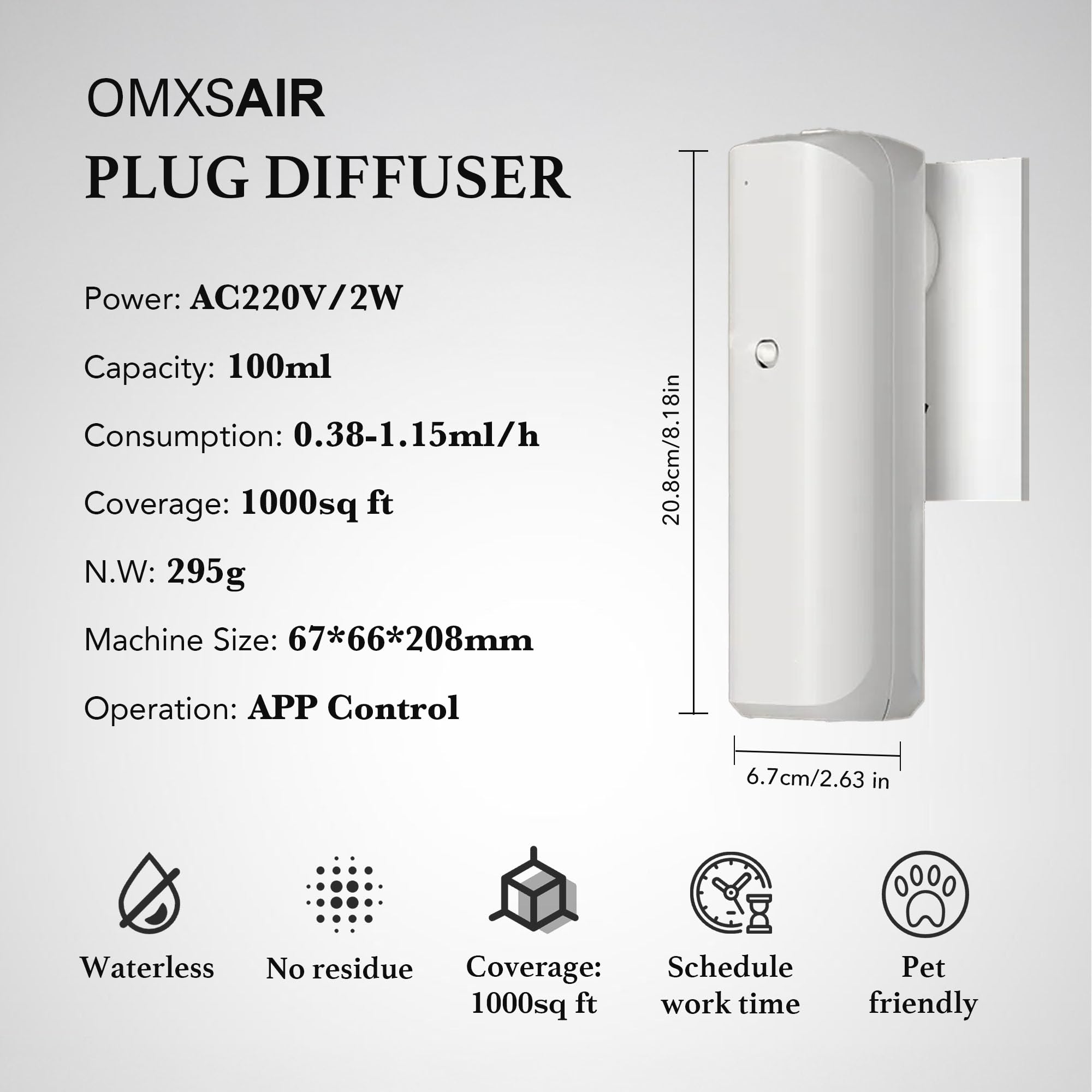Leak-proof 100ml bottle and rotating plug for wall sockets