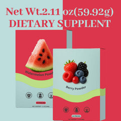 Close-up of Watermelon & Berry Powder with fruits