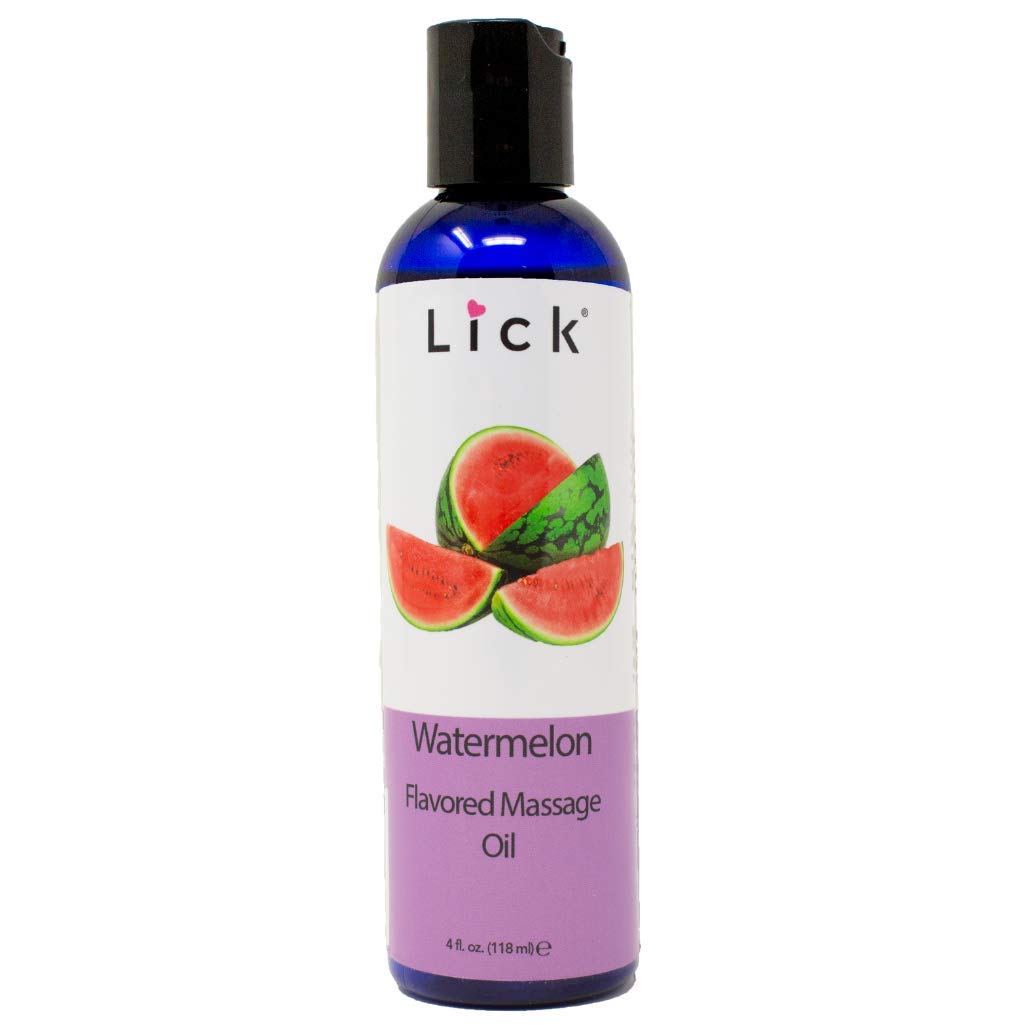 Watermelon-flavored edible massage oil bottle 4 oz