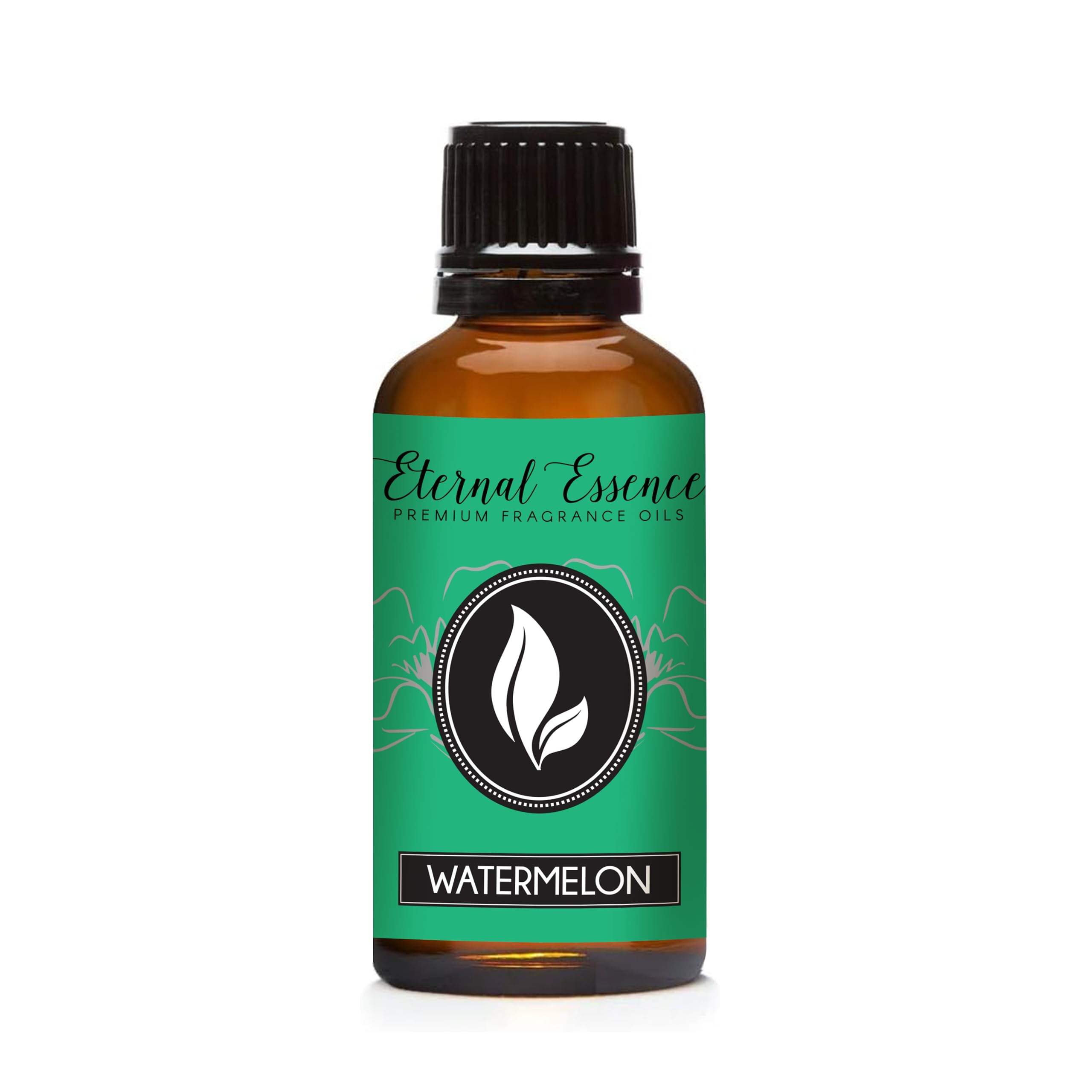 Watermelon fragrance oil in a 30ml amber glass bottle with dropper cap