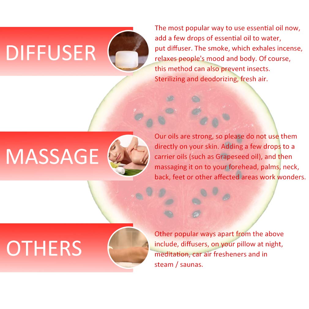 Application of watermelon essential oil on skin for care