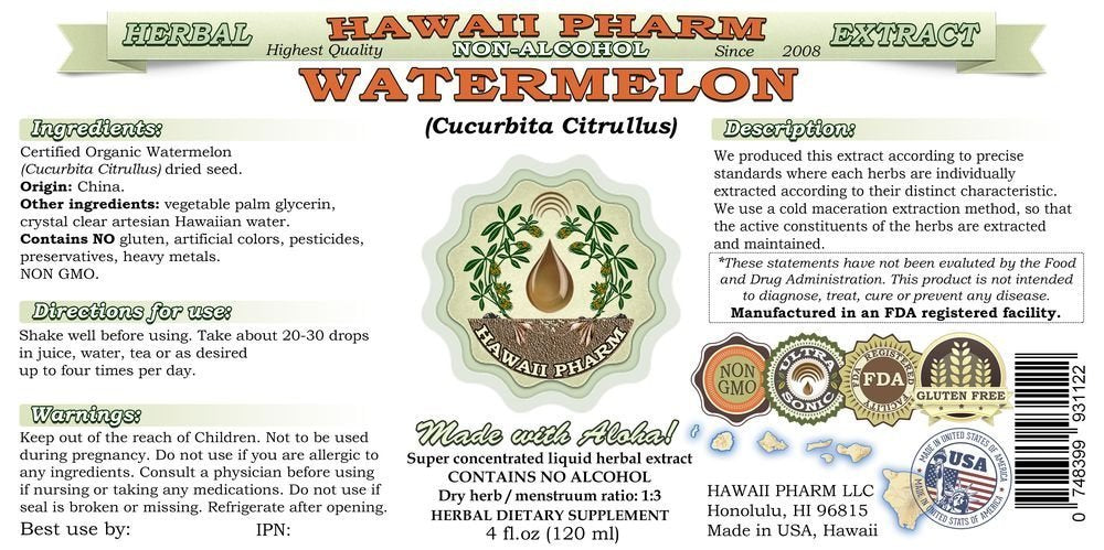 Glycerin and purified water used for Watermelon Seed glycerite (1:3 ratio)