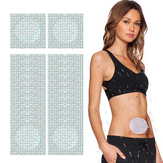 Front view of waterproof castor oil wrap patch pack showing 20 patches