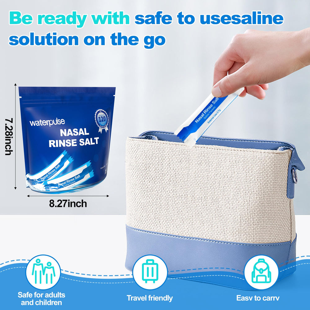Waterpulse all natural saline formula for safe long term nasal cleansing routines.