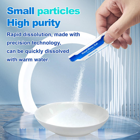Waterpulse individually wrapped saline packets for mess-free nasal rinses.
