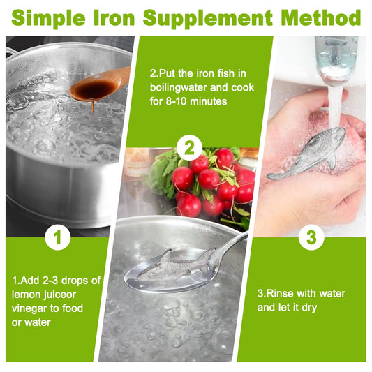 Close-up of Watstion iron fish releasing iron into liquid