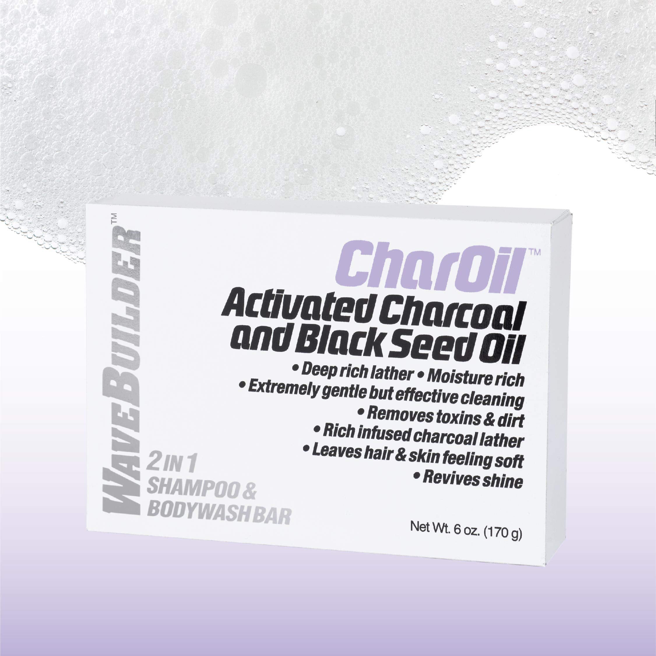 Bar on towel after use, emphasizing nutrient replenishment for skin and hair.