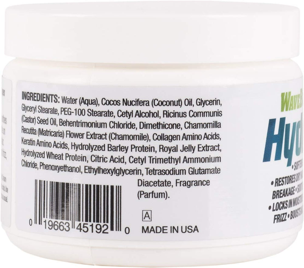 Closeup of Wavebuilder Hydrochill Calming Cream texture, providing deep moisture for thick, coarse hair.