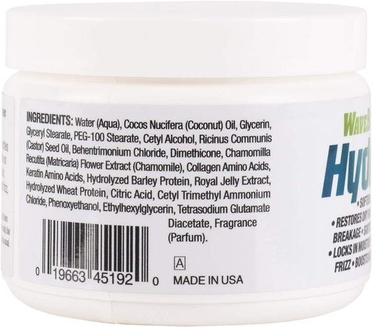 Closeup of Wavebuilder Hydrochill Calming Cream texture, providing deep moisture for thick, coarse hair.